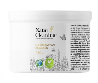 Mosószappan reszelék, illat- és allergénmentes, 450 g, NATURCLEANING
